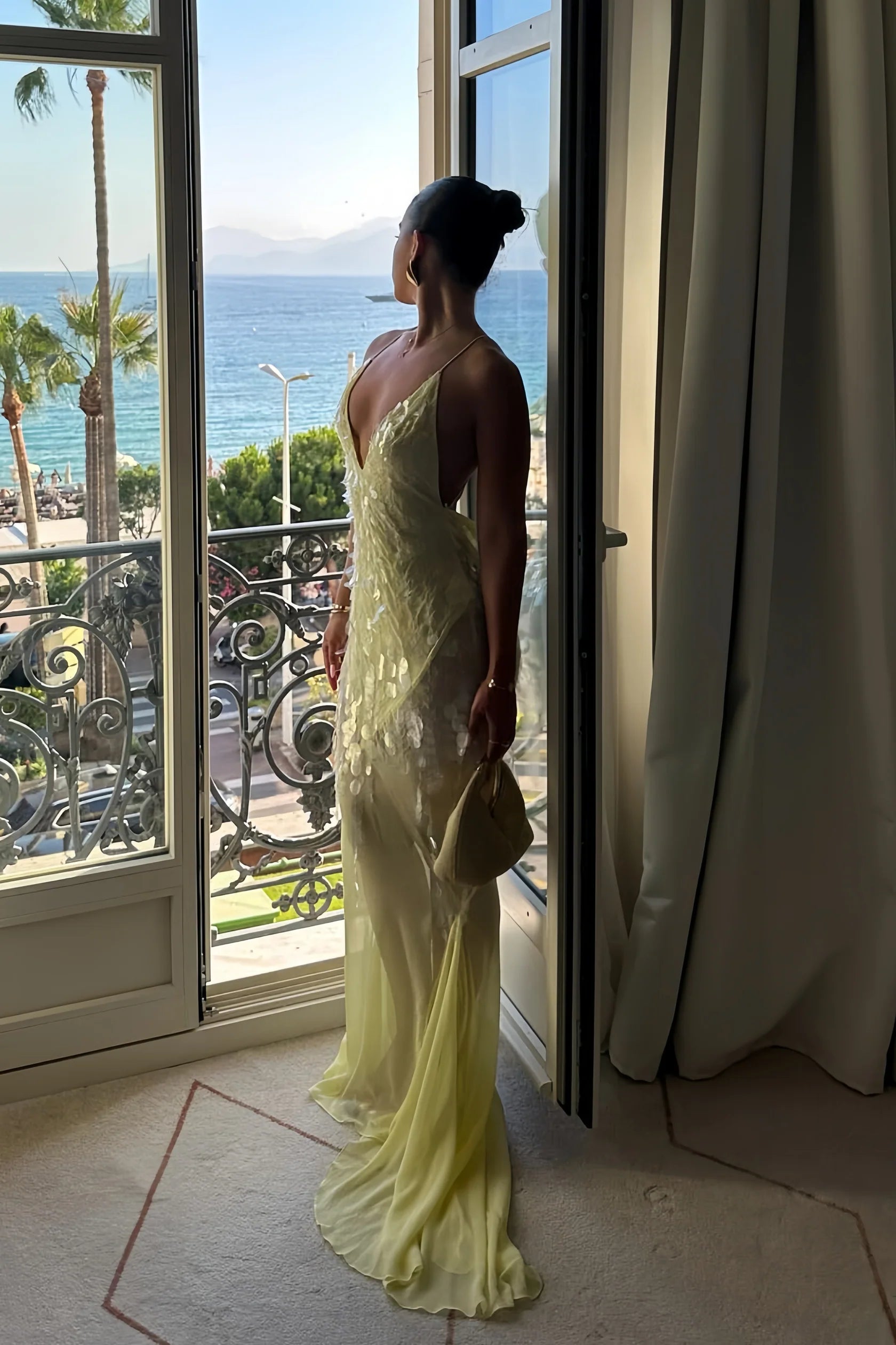 Weitese Formal Wear Dresses Sexy Deep V-neck Chiffon Evening Prom Dresses Sequin Mermaid Party Gown Prom Dress Shops